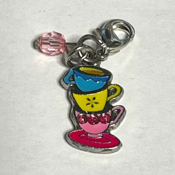 Disney Parks Dangle Charm Tea Cups Enamel Metal - Picture 3 of 5
